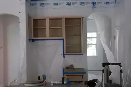 Freshly painted shaker style kitchen cabinets in a tampa fl home